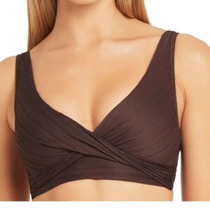Sea Level Casablanca Cross Front B-DD Cup Bikini Top - Espresso